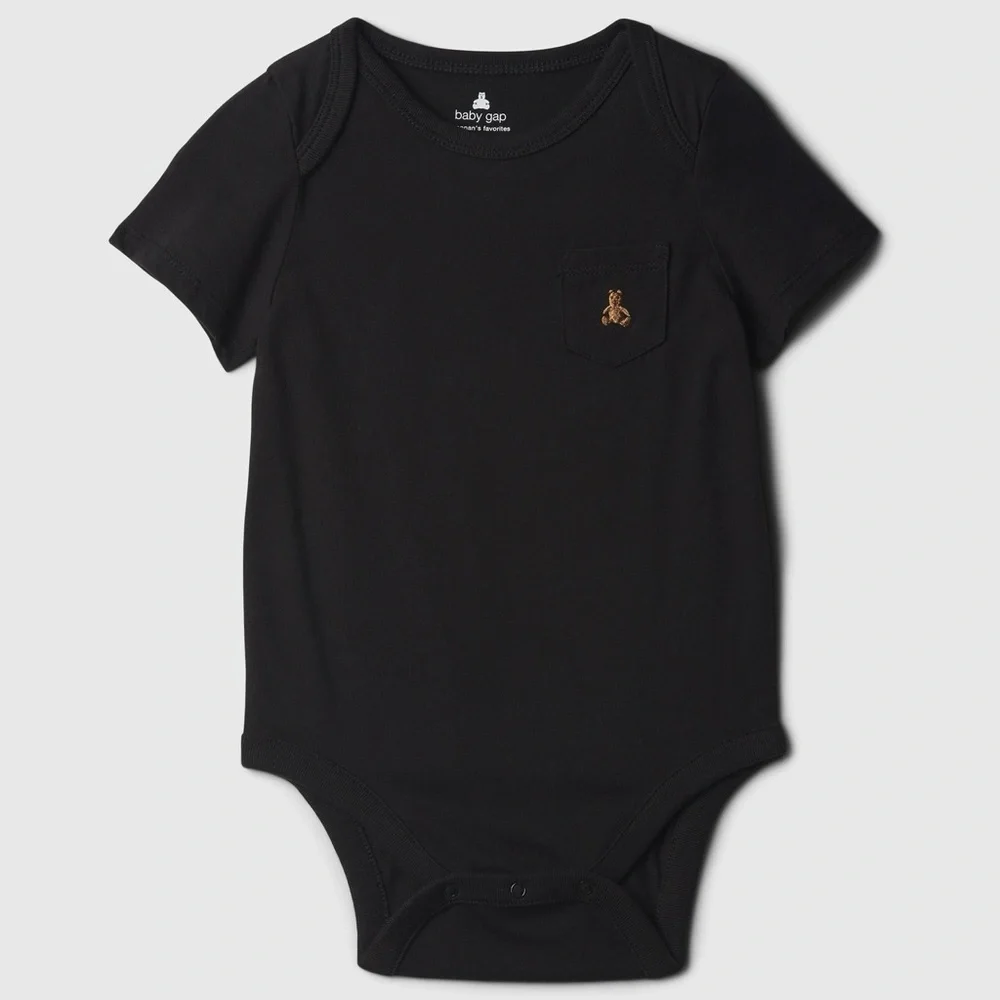 Baby Gap Black Short Sleeve Pocket Bodysuit